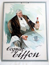 COGNAC TIFFON - WERBESCHILD - KARTON - SIGNIERT