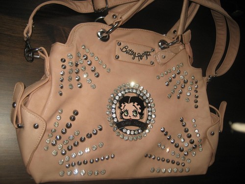 Large -Pink Leather -Betty Boop Handbag-Official License Product-14"W.X 11" - Picture 5 of 15