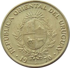 Moneda Uruguaya Uruguay 20 Pesos | 1970