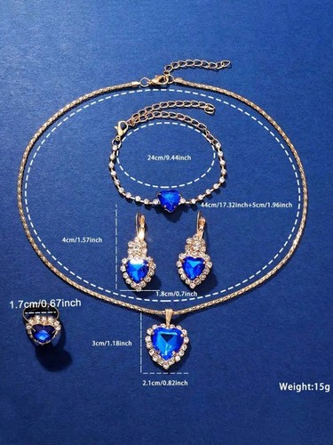 Women Watch & Ring & Earrings & Necklace Luxury Heart Fashion Gift Jewelry Set - Picture 6 of 6
