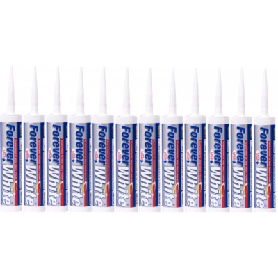 12x Everbuild Forever WHITE Superior Anti-Mould Silicone Sealant 10 Yr Guarantee