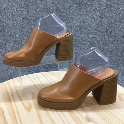 Universal Thread Shoes Womens 9.5 Tess Platform Mules Brown Faux Leather NEW