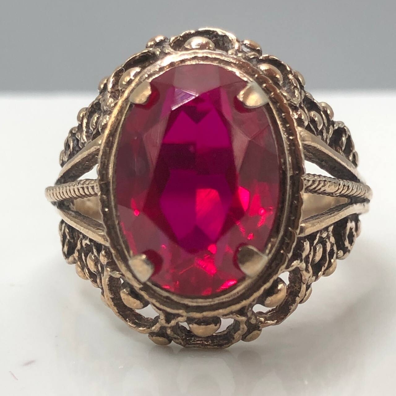 Vintage Gilding Soviet Ring Ruby Silver Size 9 us… - image 8