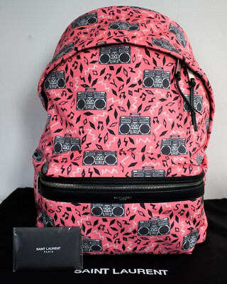 🆕️ Authentic SAINT LAURENT Paris Pink RADIO-Print CITY BACKPACK