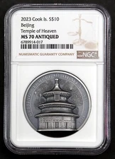 2023 Cook Islands BEIJING-TEMPLE OF HEAVEN 2 oz. Silver NGC MS70-Box/COA