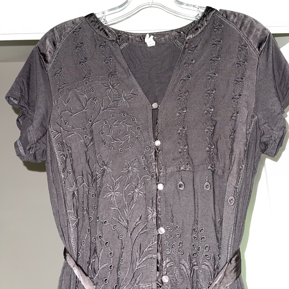 Anthropologie Tiny Women's Cotton Embroidered Dress Dark Gray Size Medium |  eBay