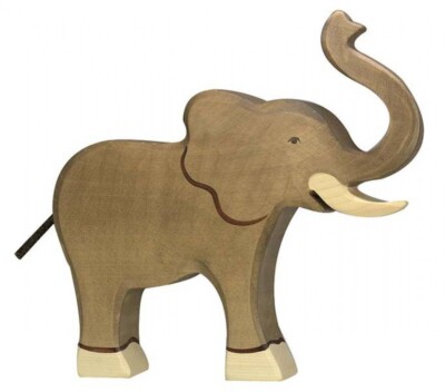Holztiger 80148 Elefant, Rüssel hoch Holzfigur bemalt