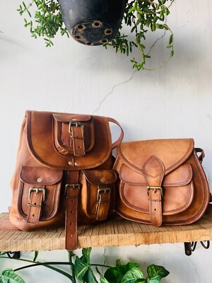 13 Zoll neuer großer Echtleder Rucksack Backpack Reisefreie Tasche [7 x 9 Zoll]