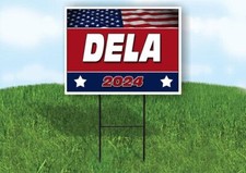 DELA FLAG RED 2024 18inx24in Yard Road Sign w/ Stand