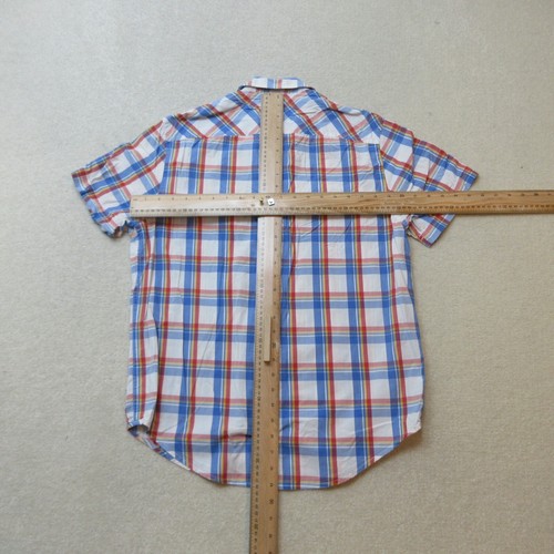 Camisa Timberland Abotonada Para Hombres Mediana Azul Cuadros Manga Corta Informal Algodón - Imagen 3 de 7