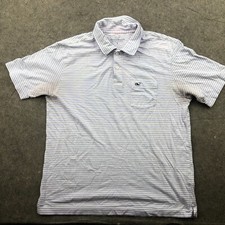 Vineyard Vines Polo Shirt Men Small Blue Striped Short Sleeve Golf Pima Cotton 