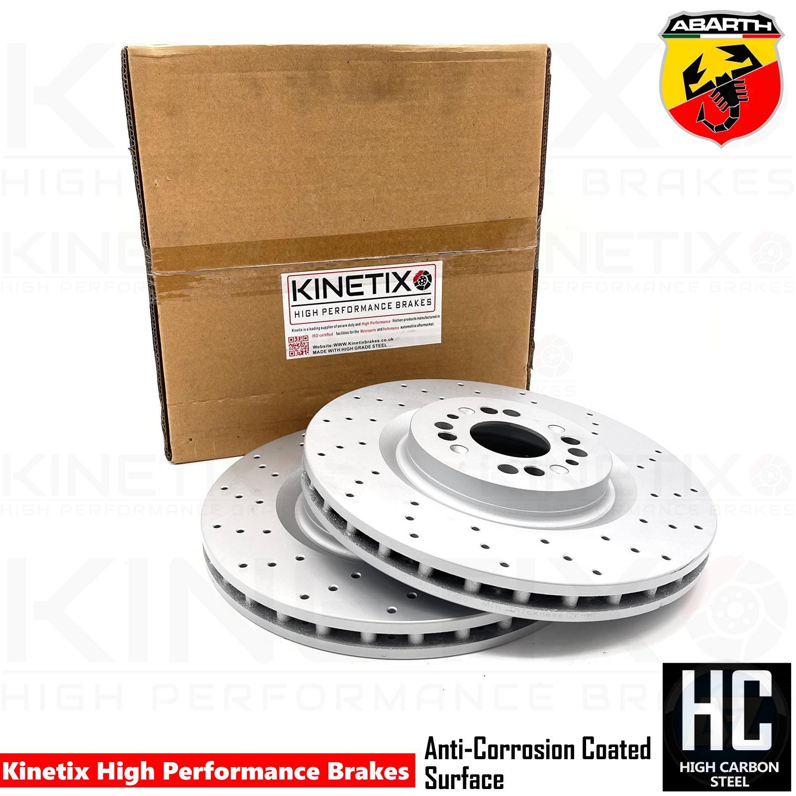 FOR ABARTH 500 COMPETIZIONE FRONT CROSS DRILLED BRAKE DISCS PAIR 