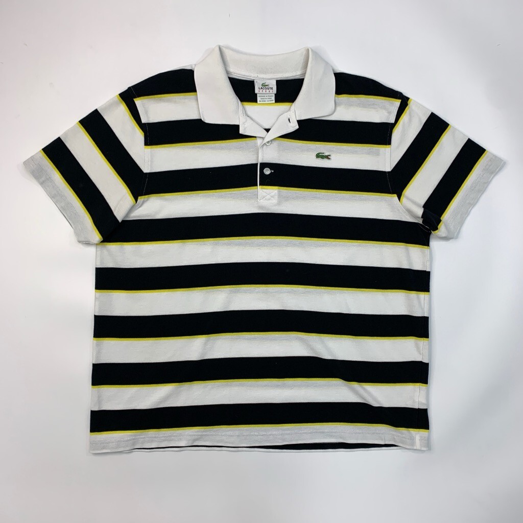 Lacoste Polo Shirt Men 7 Black Yellow Sport Stripe Short
