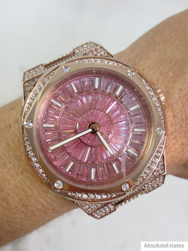 NEW Michael Kors Lennox Pave Glitz Pink Crystal Rose Gold NEW Michael Kors Lennox Pave Glitz Pink Crystal Rose Gold