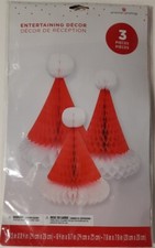 American Greetings Santa Hat Christmas Paper Honeycomb Centerpiece Decorations
