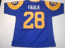 UNSIGNED CUSTOM Sewn Stitched Marshall Faulk Blue Jersey - M, L, XL, 2XL, 3XL