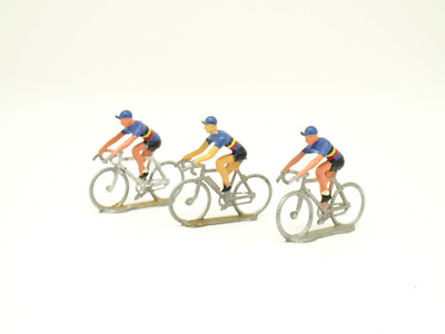 Lot 3 Coureurs Cyclistes Tour De France Alu Salza 1/32 – Figurines Aluminium Bleu Clair