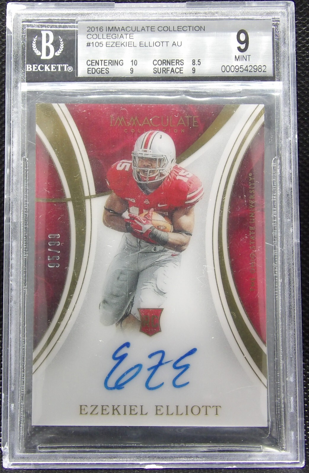 2016  Immaculate Collection Ezekiel Elliott #105  /99 RC BGS 9 w/10 Auto NICE!!