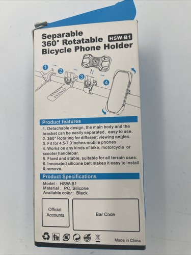 Separable 360 Degree Rotatable Bicycle Phone Holder HSW-B1 - Photo 2 sur 4