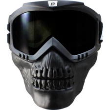 Birdz Skullbird Black Powersports Motorcycle Goggles with Face Mask  Smoke Lens