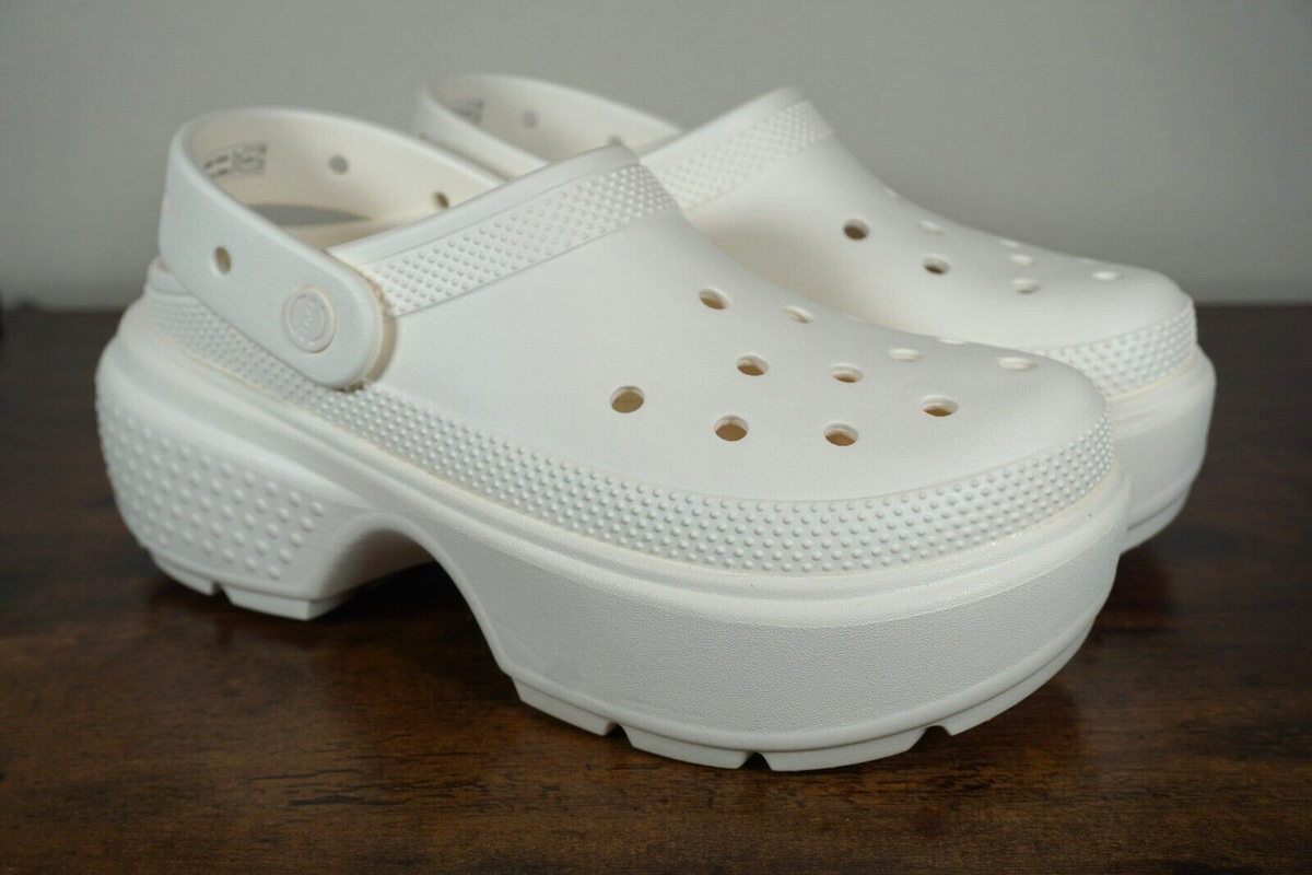 CROCS Unisex STOMP CLOG 209347-0WV White Chalk Platform Lift Size Mens 12 Crocs Stomp Clog main image 3