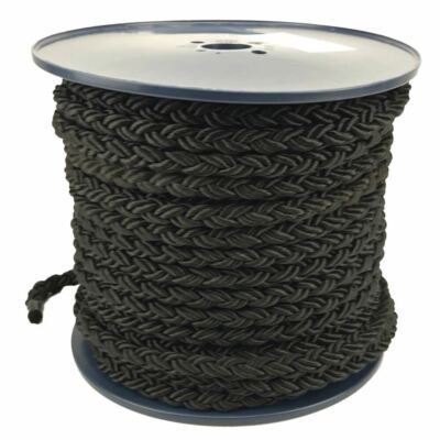 16 mm schwarz 8 Litzen Nylonseil x 95 m auf einer Rolle, Anker, Boot Liegeplatz, Yacht