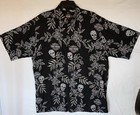 Harley Davidson Motor Cycles Dress Button Down Black Shirt Skull Floral Size Lg