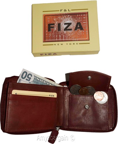 Lot of 2. Men's zip around Leather Wallet. Bifold zip wallet. Fiza wallet in box - Picture 7 of 12