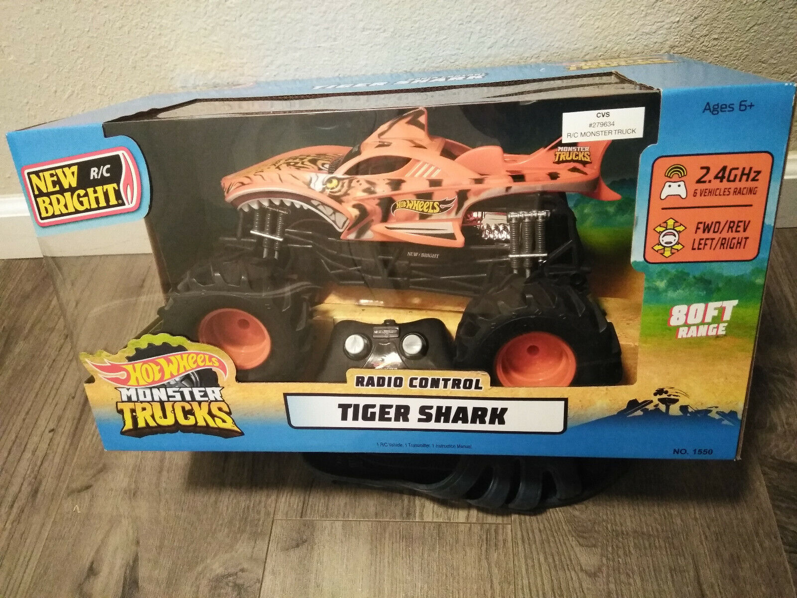 Monster Trucks Véhicule Radiocommandé L'Inarrêtable Tiger Shark HOT WHEELS  prix pas cher