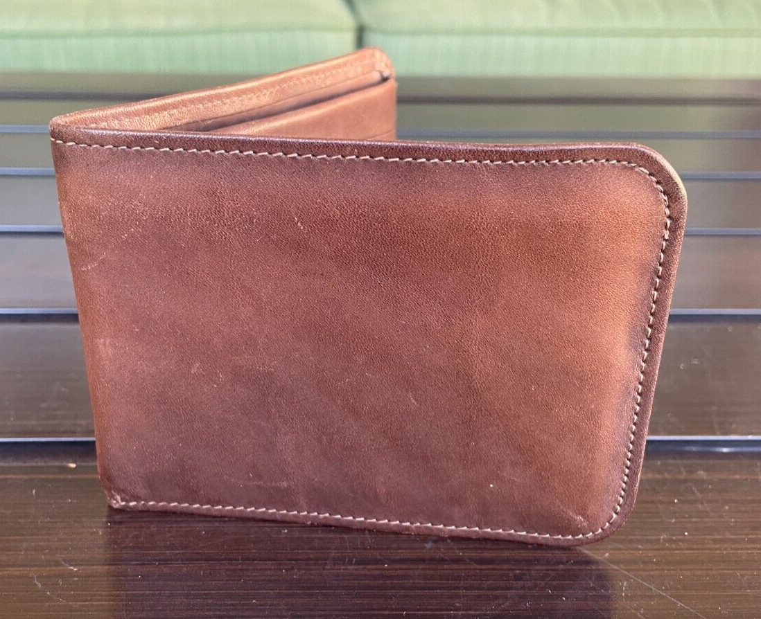 Amity Vintage Men's Wallet Leather Brown EUC Benchmark Cowhide Bifold Soft Clean eBay