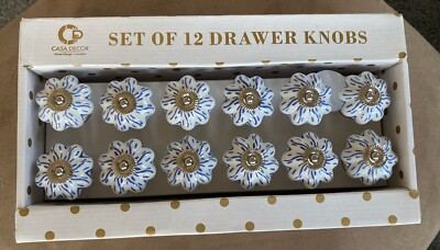 Casa Decor Ceramic Drawer Pull Knobs Cabinet Pulls Handmade India New Set of 12