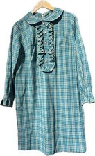 1960s Plaid Ruffle Front Dress