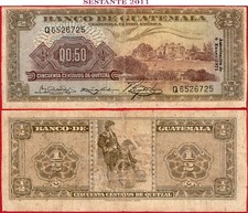 GUATEMALA 50 CENTAVOS DE QUETZAL 6 1 1971 0,50 P 51h F free shipping from 100$