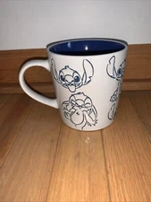 DISNEY STITCH Coffee Cup Mug 16oz Zrike Brands Blue White