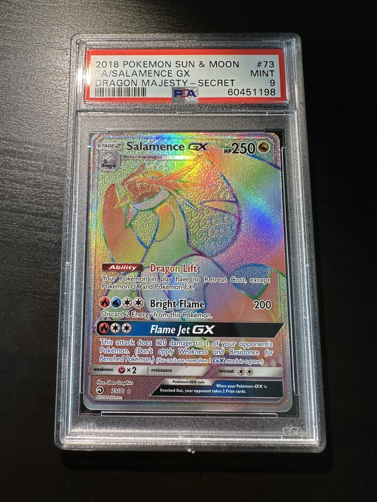 2018 Pokémon Salamence GX 73/70 Dragon Majesty MT PSA 9
