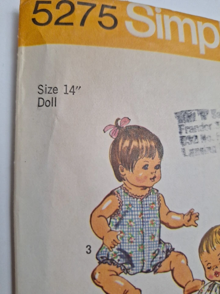 14" Doll Clothing Wardrobe Simplicity 5275 Sewing Pattern Cut VTG Vinyl Body - Image 2 of 4