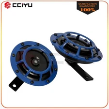 A Pair Dual Tones Blue Electric Blast Tone Disc Car Horn For SUV Truck Yacht 12V
