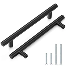 10 Pack|Flat Black Cabinet Pulls Modern Stainless Steel Hardware Cupboard Pul...
