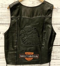 Vintage Leather Eagle All American Rider Motorcycle Vest Harley Davidson Patch