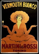 1980 ca * Manifesto Pubblicitario Decorativo “Marcello Dudovich – Vermouth Bianc