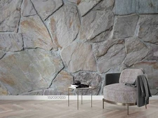 3D Grey Stone Wall Self-adhesive Removeable Wallpaper Wall Mural Sticker 238