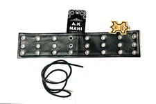 Genuine Leather Black Motorcycle Chaps Extender With Laces New Black Color 12"