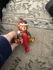 Vintage Jingle Bear Stocking Hanger Holder Santa Claus Christmas Scarf