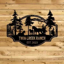 Personalized Horse Ranch Metal Sign, Farmhouse Wall Art Decor Horse Lover Gift