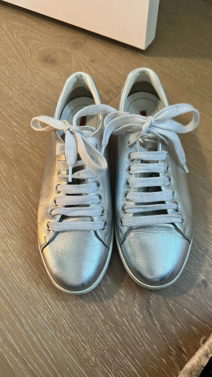 PRADA Metallic Leather Platform Sneakers 36.5 | eBay