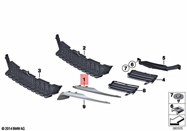 BMW OEM 12-15 650i xDrive Front Bumper-filler Left 51117235459 for  