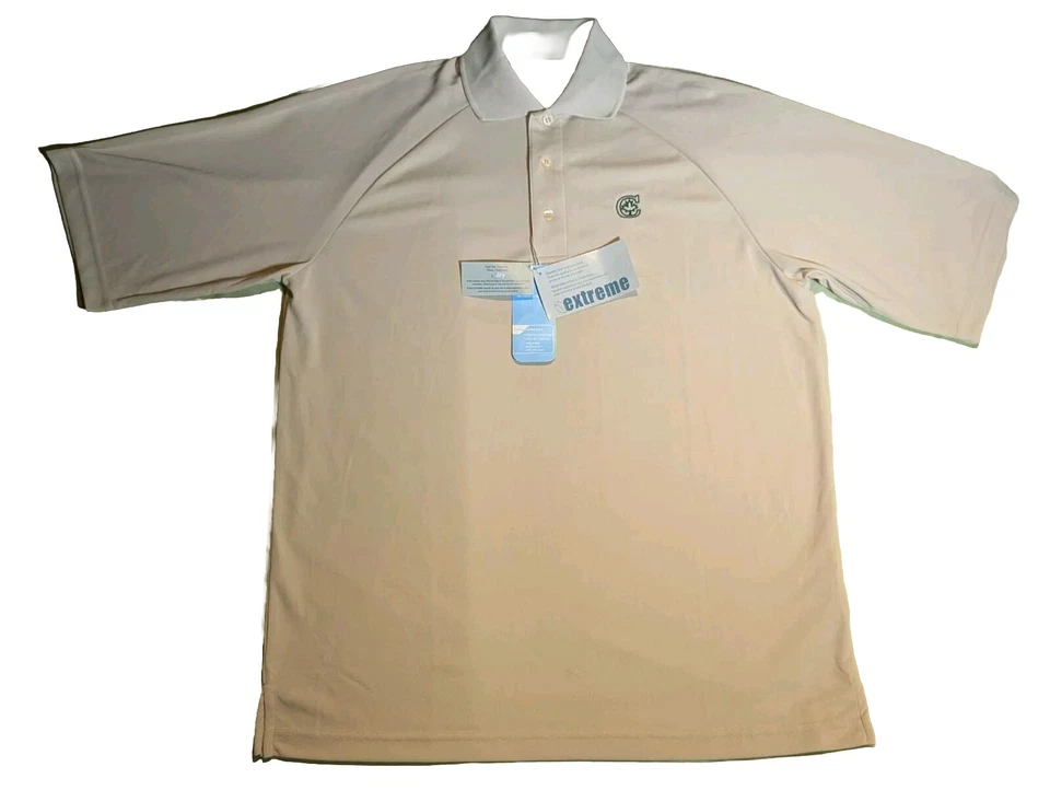 Camisa polo de golf Extreme E Dry para hombre M mangas cortas cuello abajo hacia arriba beige nueva Foto 2 de 4