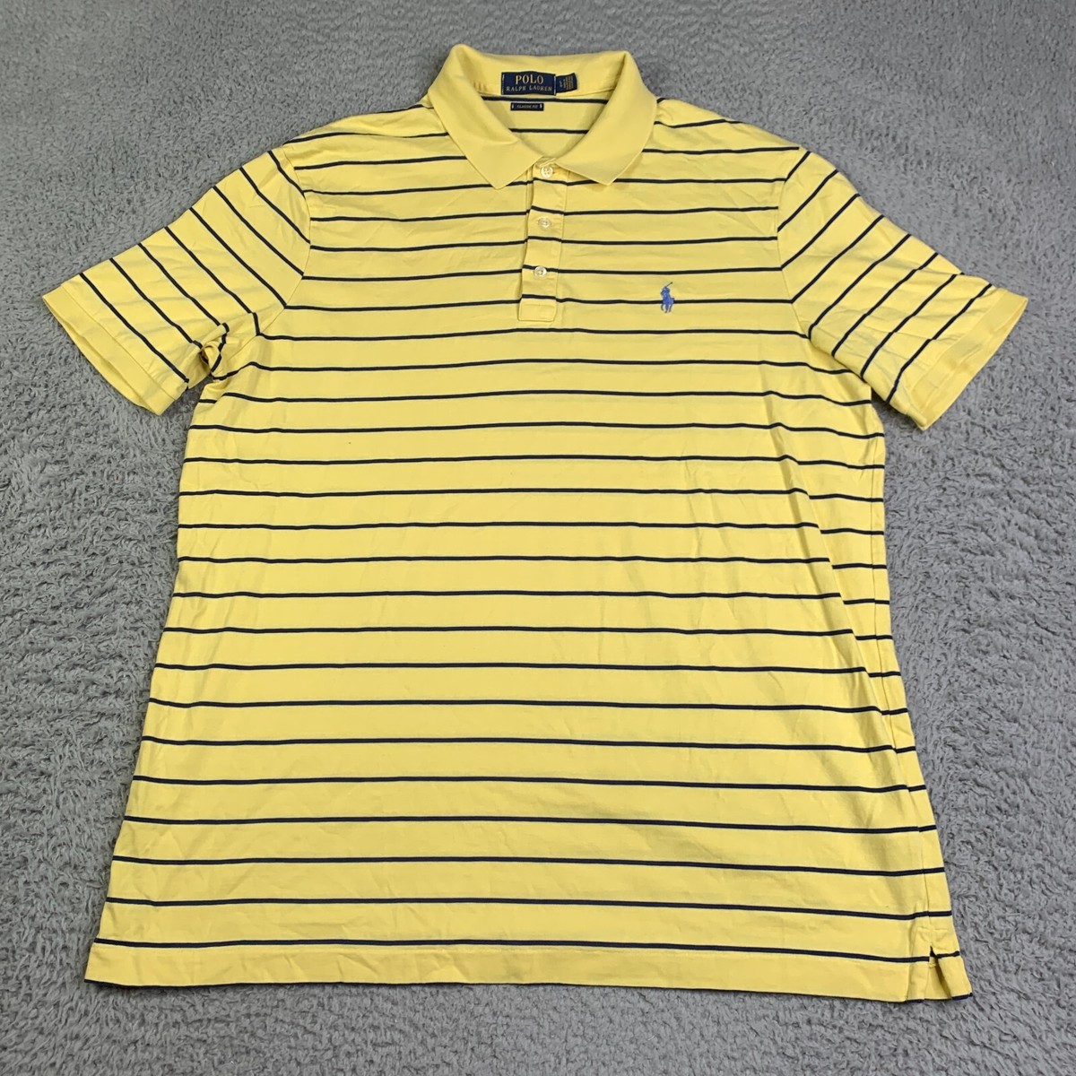 Polo Ralph Lauren Polo Shirt Adult Large Ywllow Blue Striped