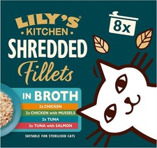 Image of Lily’s Kitchen Shredded Fillets in Broth, Adult Cat Wet Food Multipack 48xTins