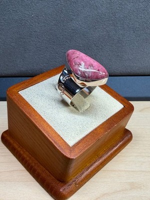 JAY KING - Sterlingsilber rosa Thulit Südwest-Stil Solitär Ring Größe 7